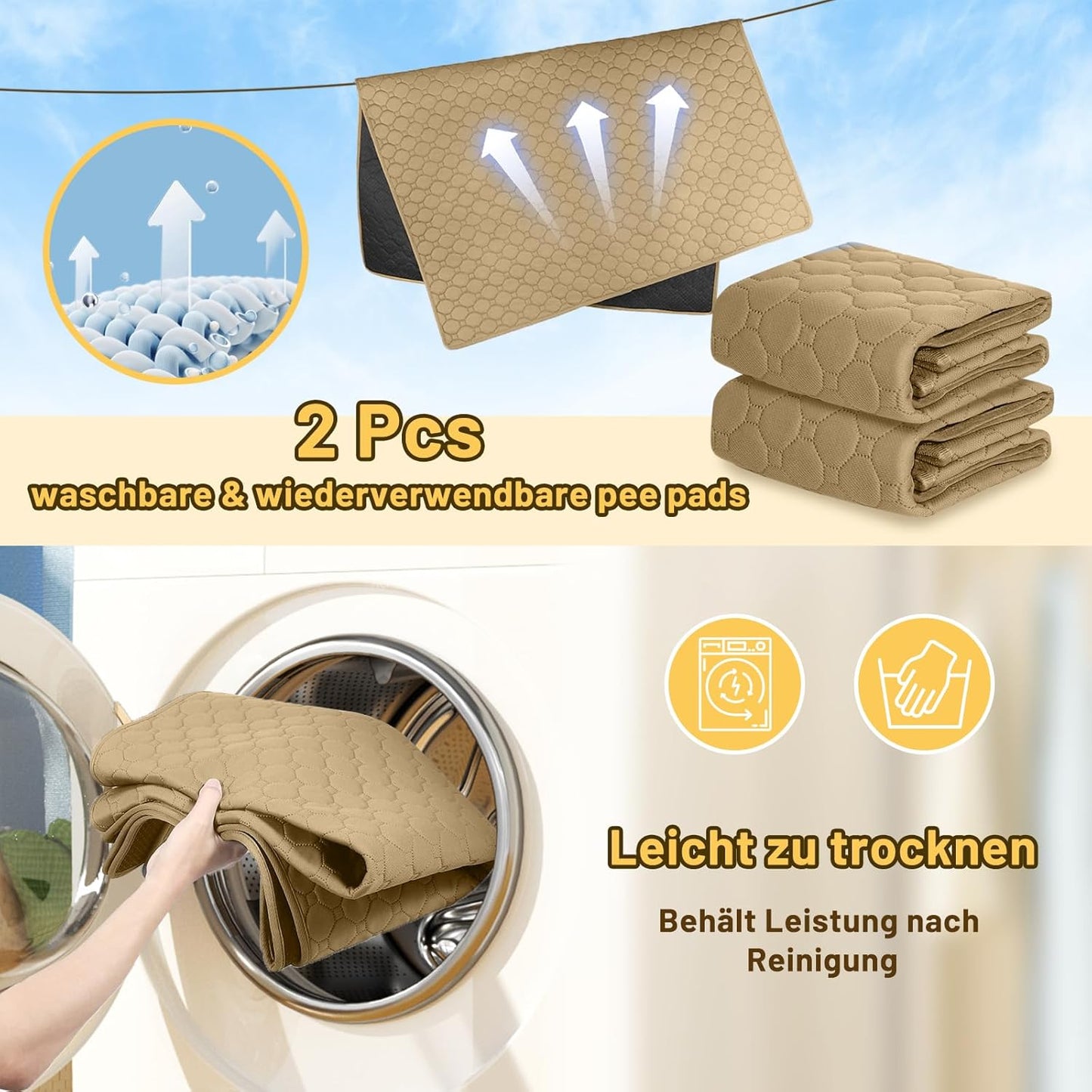 Trainingsunterlagen 2-teiliges Set für Haustiere, Braun 150x90cm