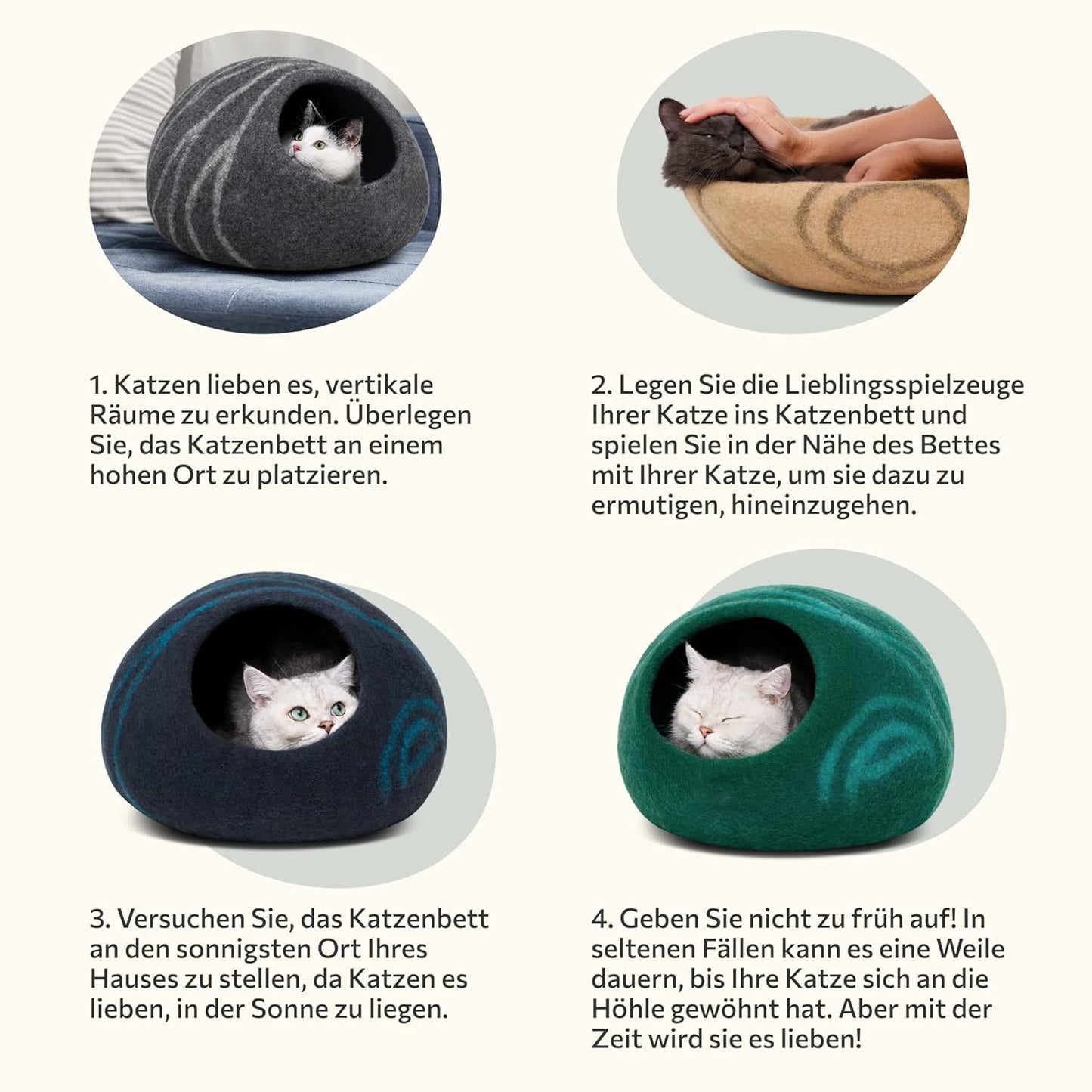 2-in-1 Katzenhöhle und Katzenbett, Slate Grey L