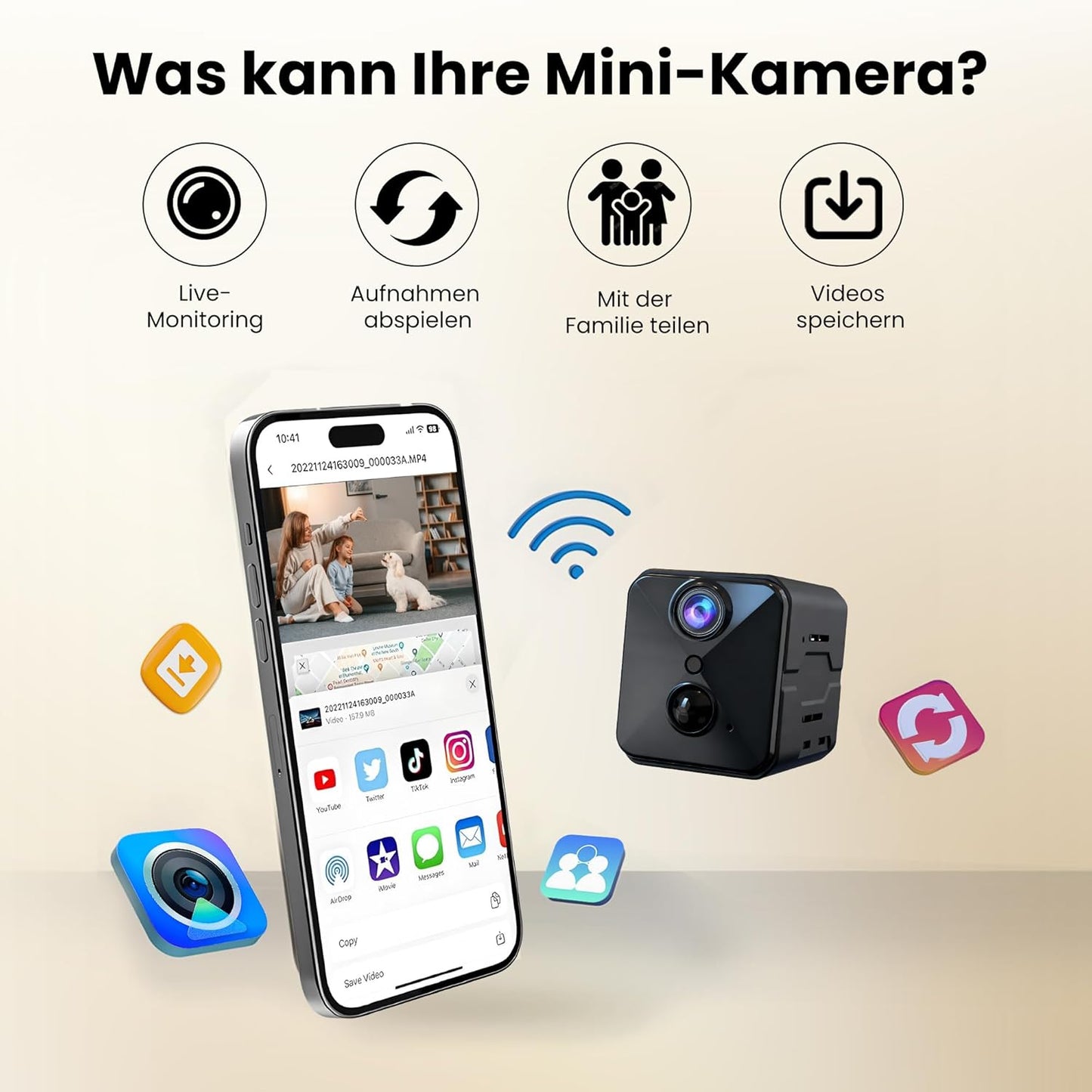 4K Mini Überwachungskamera E7 mit Bewegungsmelder