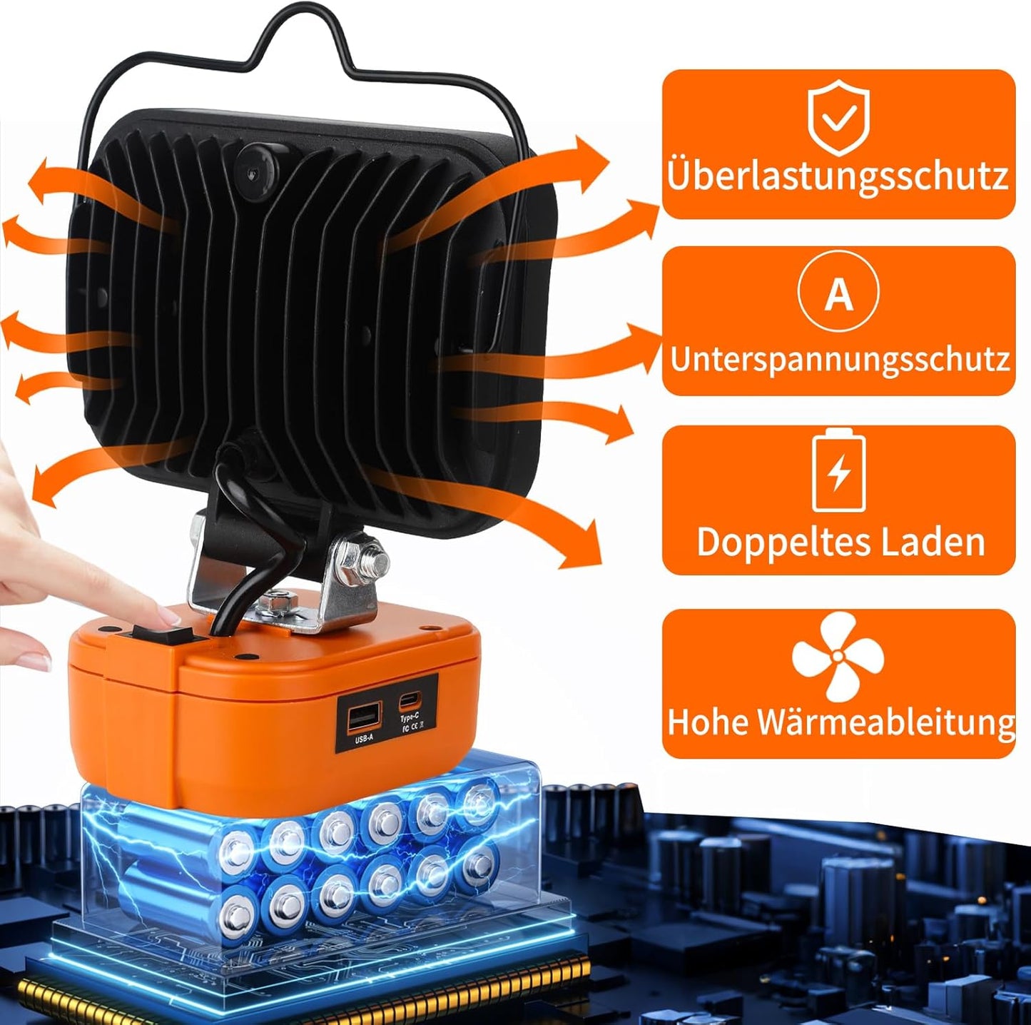 LED-Arbeitsleuchte, Orange