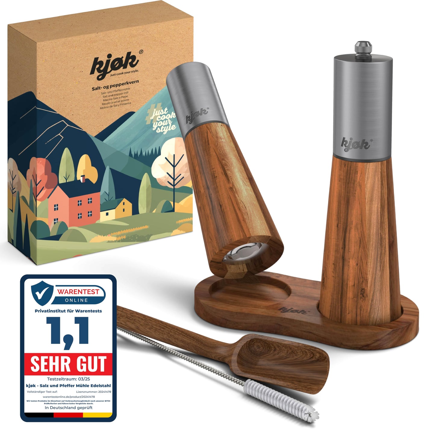 Salz- und Pfeffermühle, Holz / Edelstahl