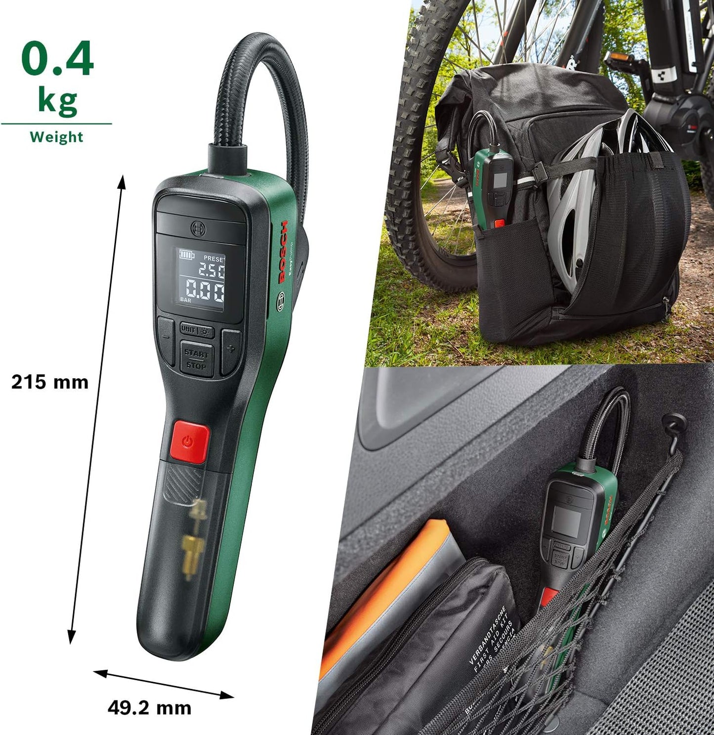 Elektrische Fahrradpumpe EasyPump mit Autostop-Funktion