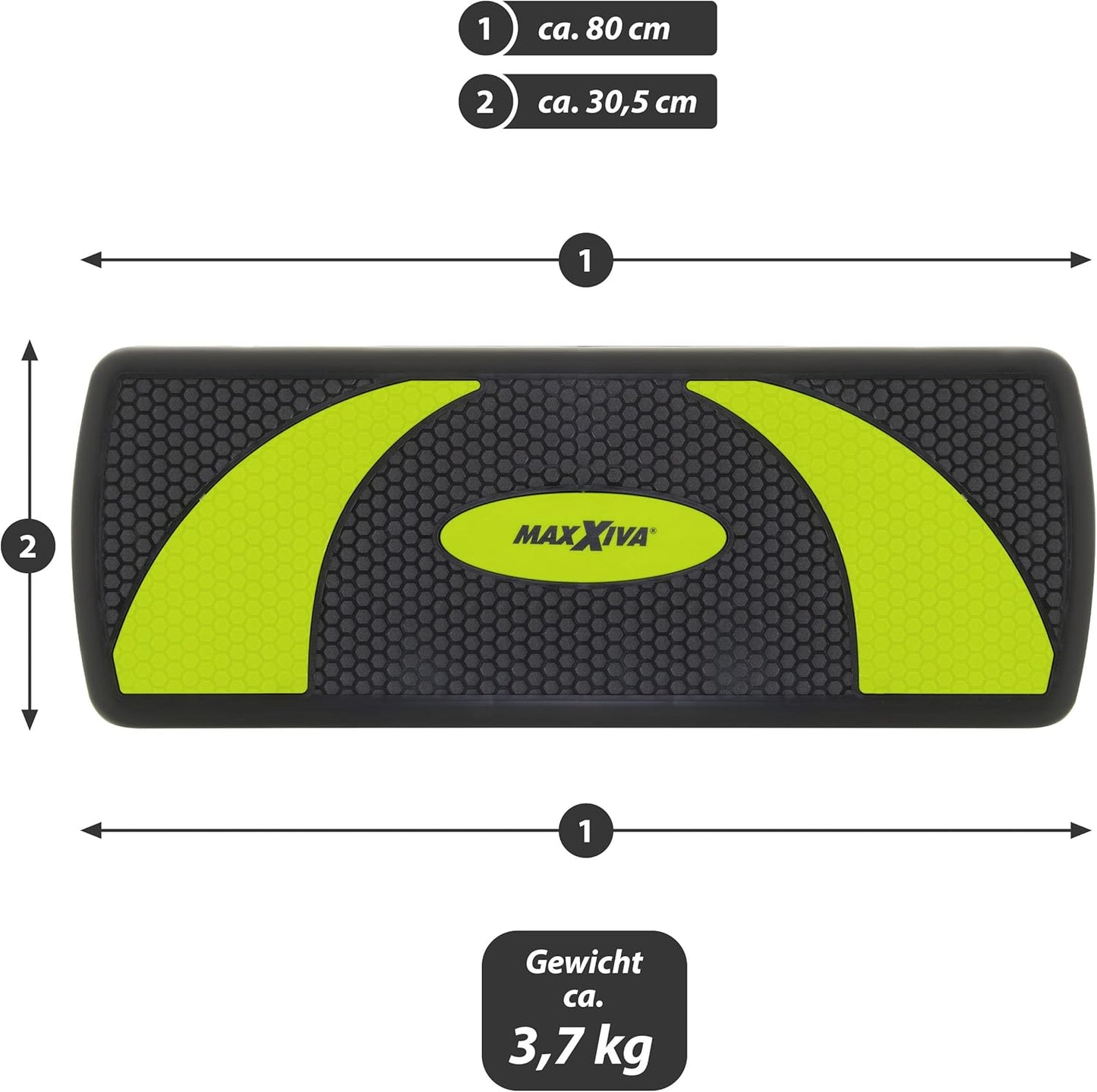 Höhenverstellbares Aerobic-Fitness-Steppbrett (80 x 30.5 cm), grün-schwarz