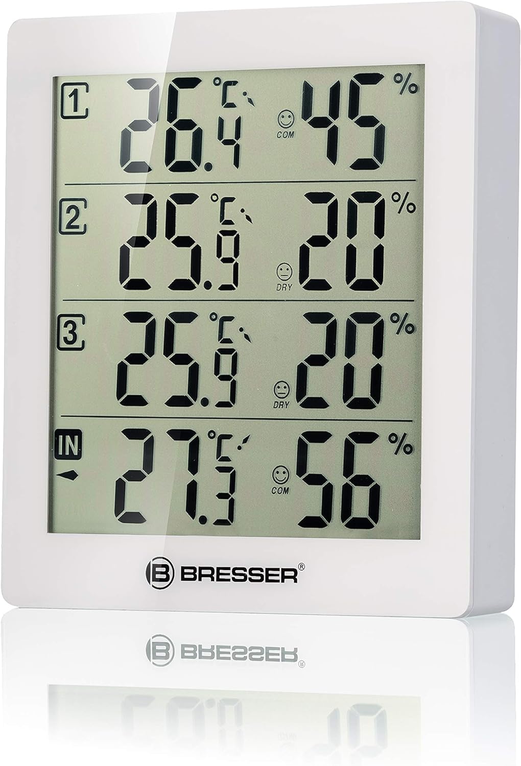 Temeo Hygro Quadro Thermohygrometer, Single, weiss