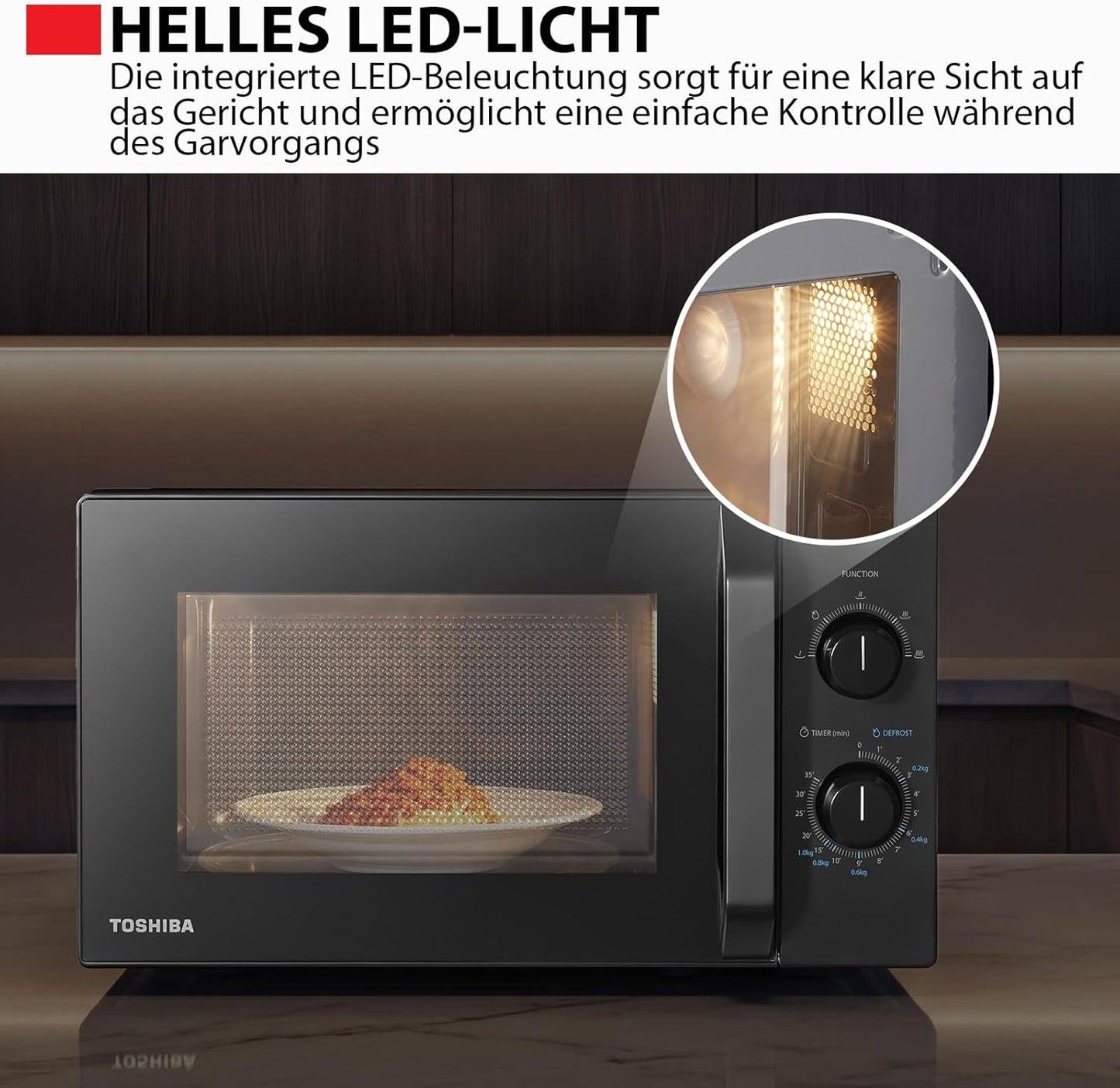 MW2-MM20PE(BK) Mikrowelle mit Auftaufunktion, 5 Leistungsstufen 20L Schwarz