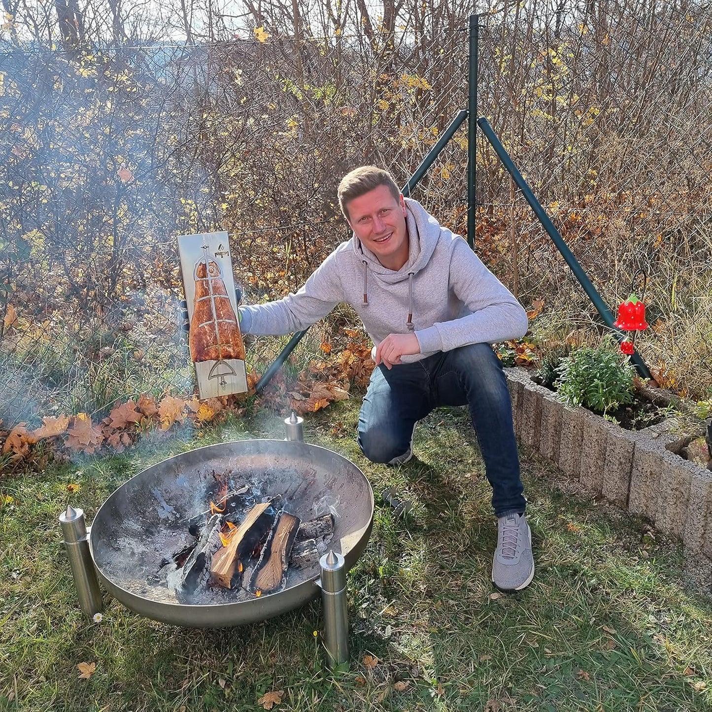 Flammlachsbrett mit Wendefunktion für Grill & Feuerschale