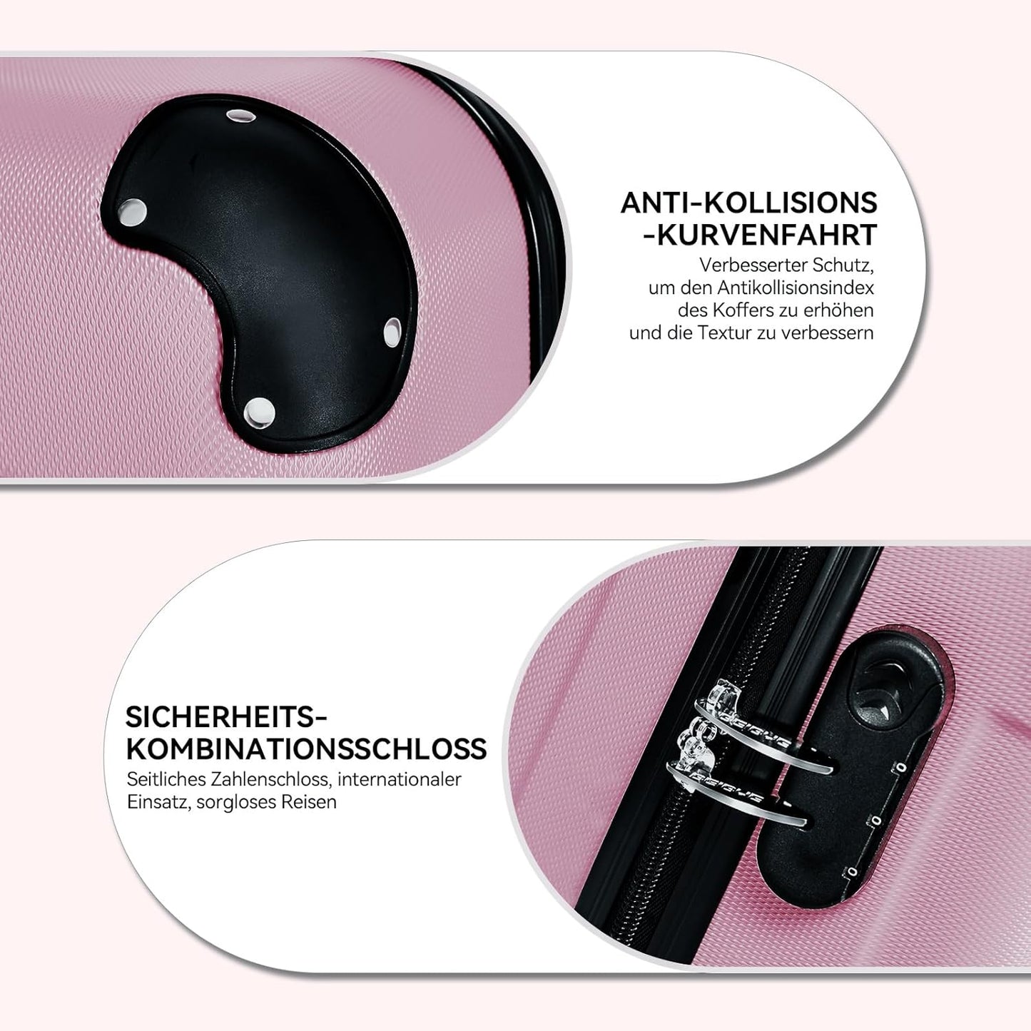 Reisekoffer-Set mit Zwillingsrollen (3-teilig), Princess-pink