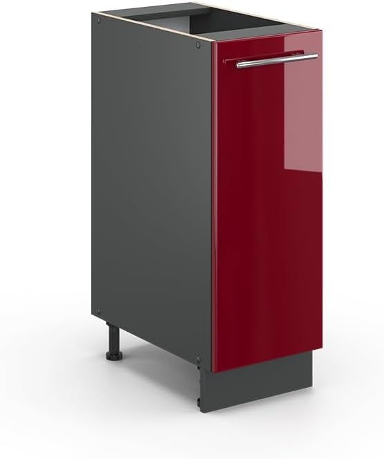 Küchenunterschrank/Apothekerschrank Fame-Line, 30 cm, Bordeaux Hochglanz Apothekerunterschrank 30 cm