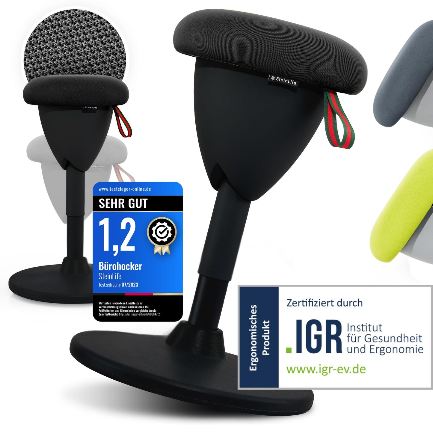 Ergonomischer Bürohocker mit Schwingeffekt, Schwarz Sitzhocker