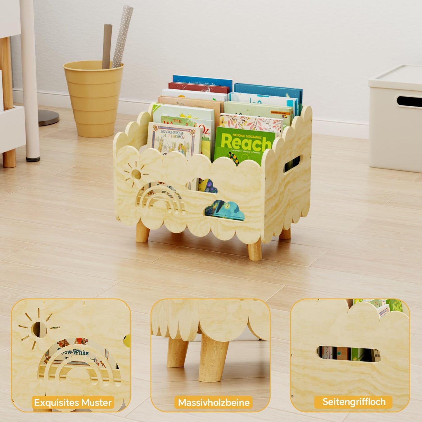 Bücherregal für Kinder, Original Holz - Standard (Stationär)