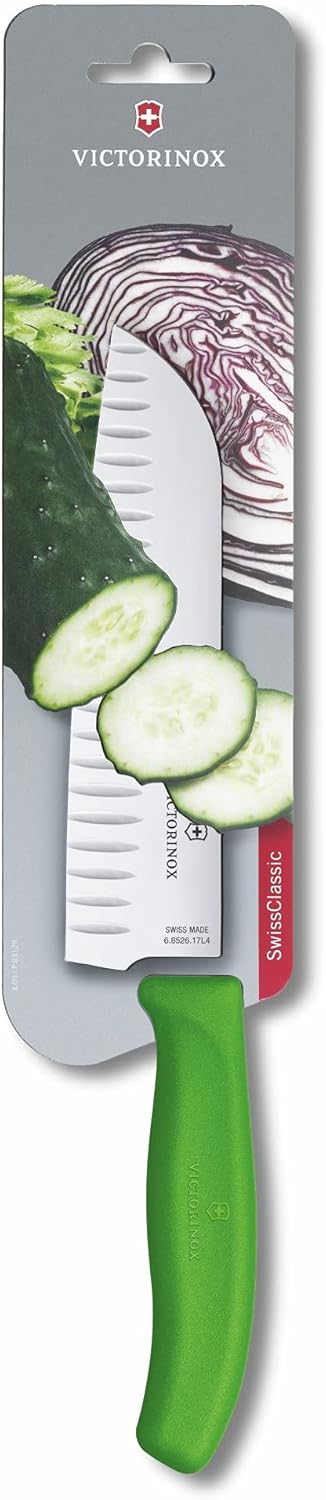 Swiss Classic - Santokumesser mit Kullenschliff, Grün Blister-Verpackung Single