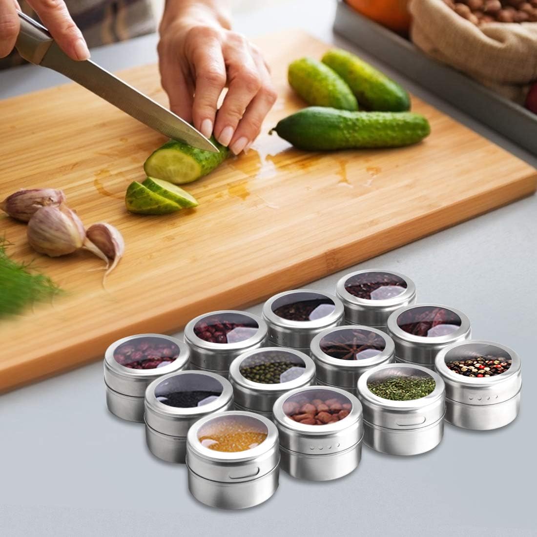 Magnetisches Gewürzdosen-Set (12 Stück), 12 jars only(2.5"x2")