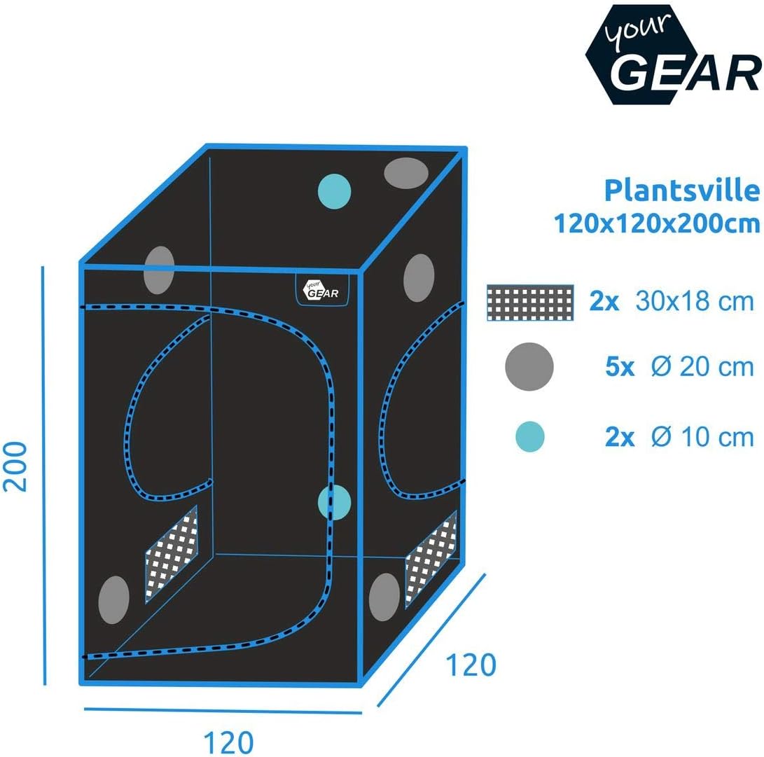 Growzelt Plantsville, 120x120x200 Cm / Schwarz