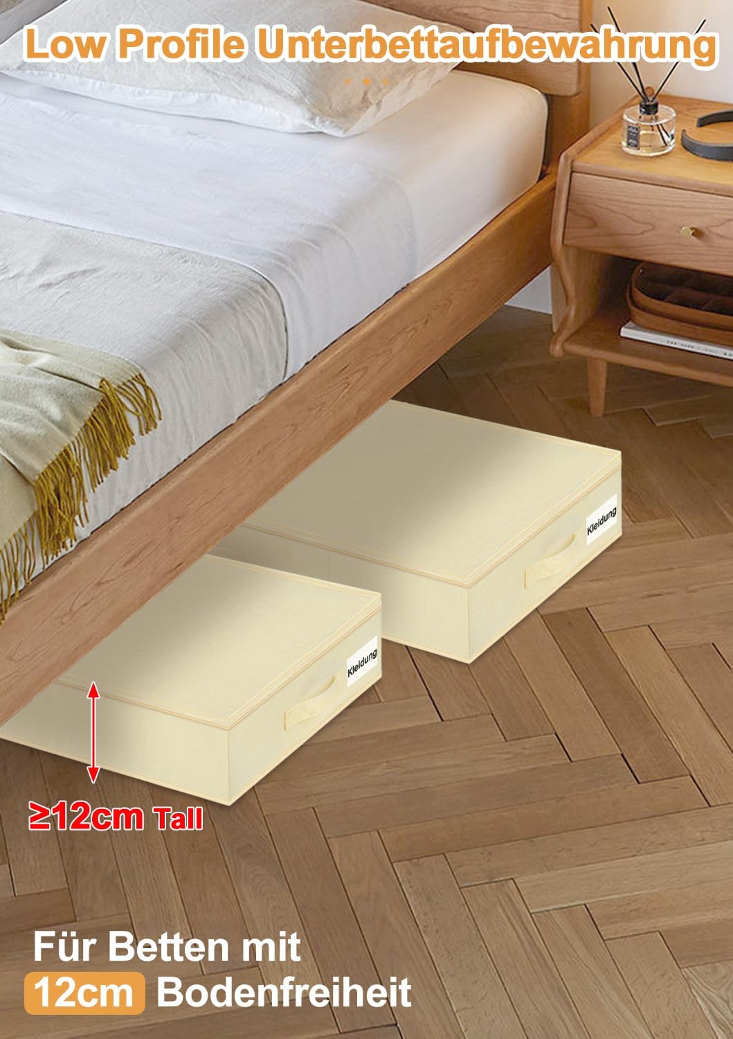 Unterbett Aufbewahrungsboxen-Set, Beige