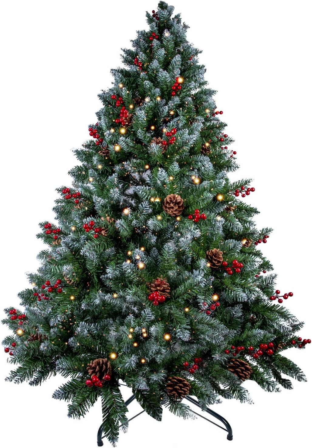 Künstlicher Weihnachtsbaum mit Schnee & LED-Lichterkette, 150 cm Grün - 450 Spitzen