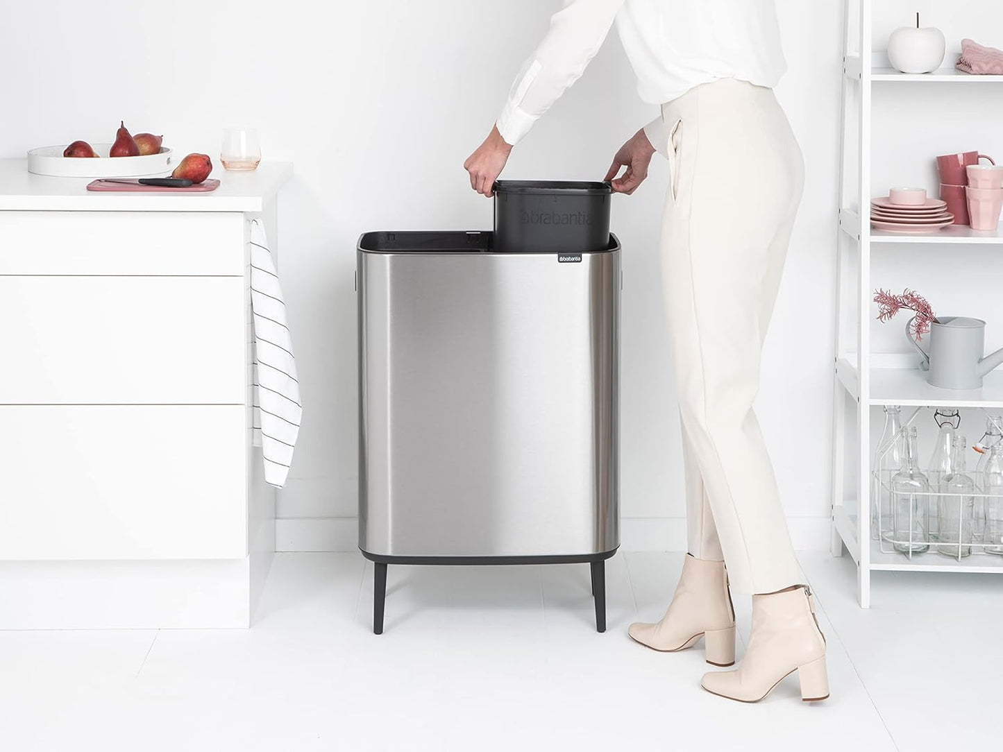 Bo Waste Bin, 2 Inneneimer (2 x 30L) Matt Steel Fingerprint Proof