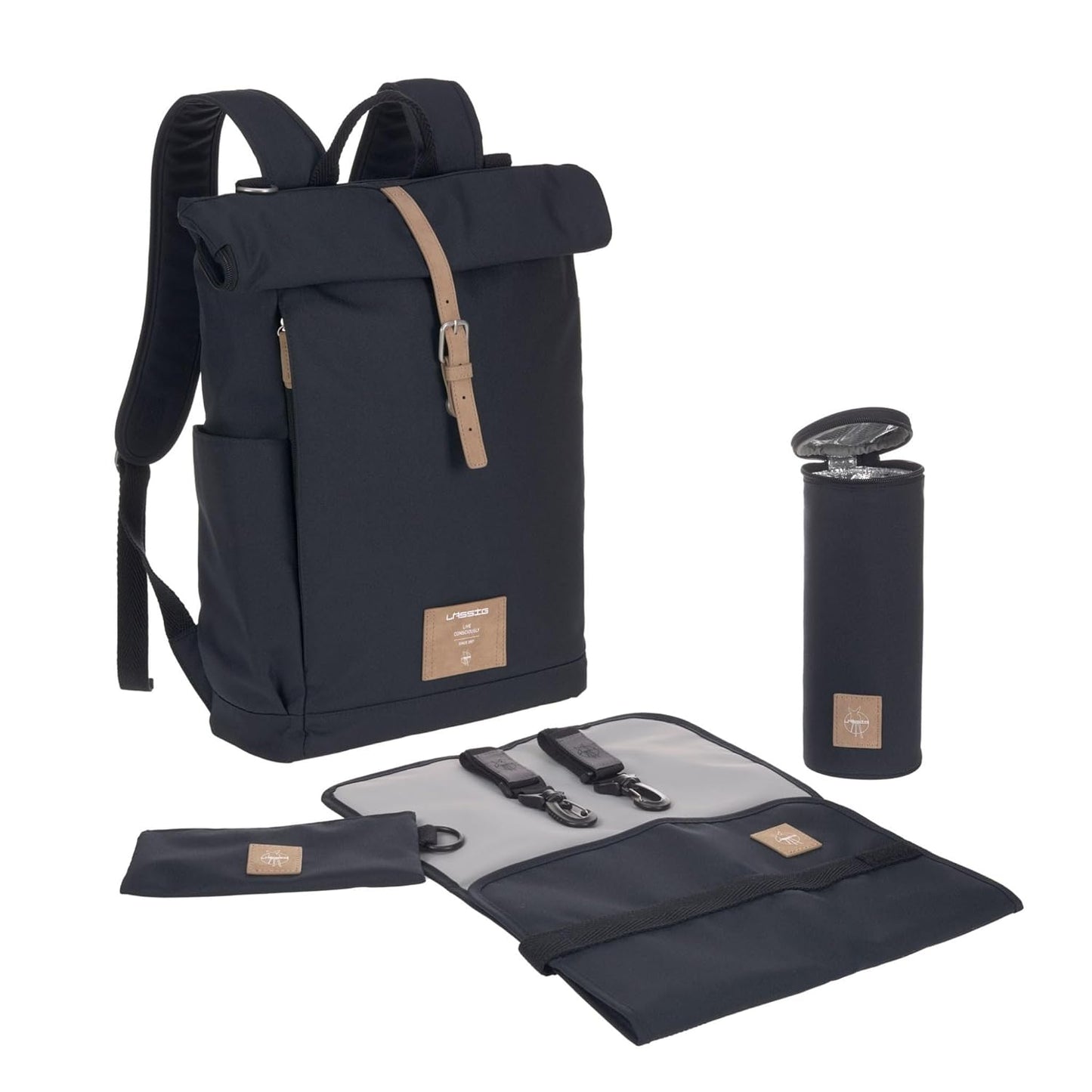Wickelrucksack mit Wickelunterlage und Kinderwagenbefestigung, Tinted Spots