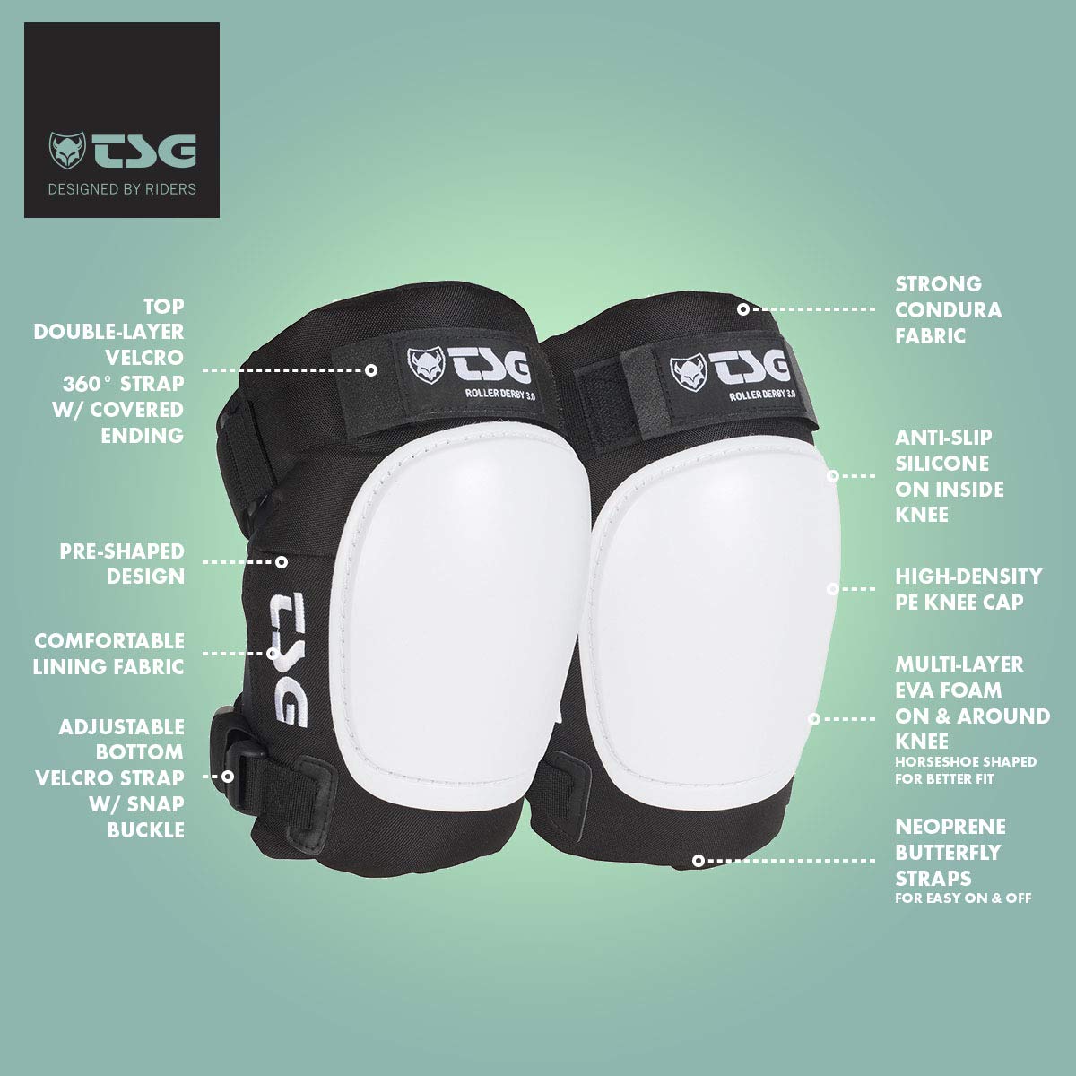 Kneepad Roller Derby 3.0 Schützer, XS Schwarz