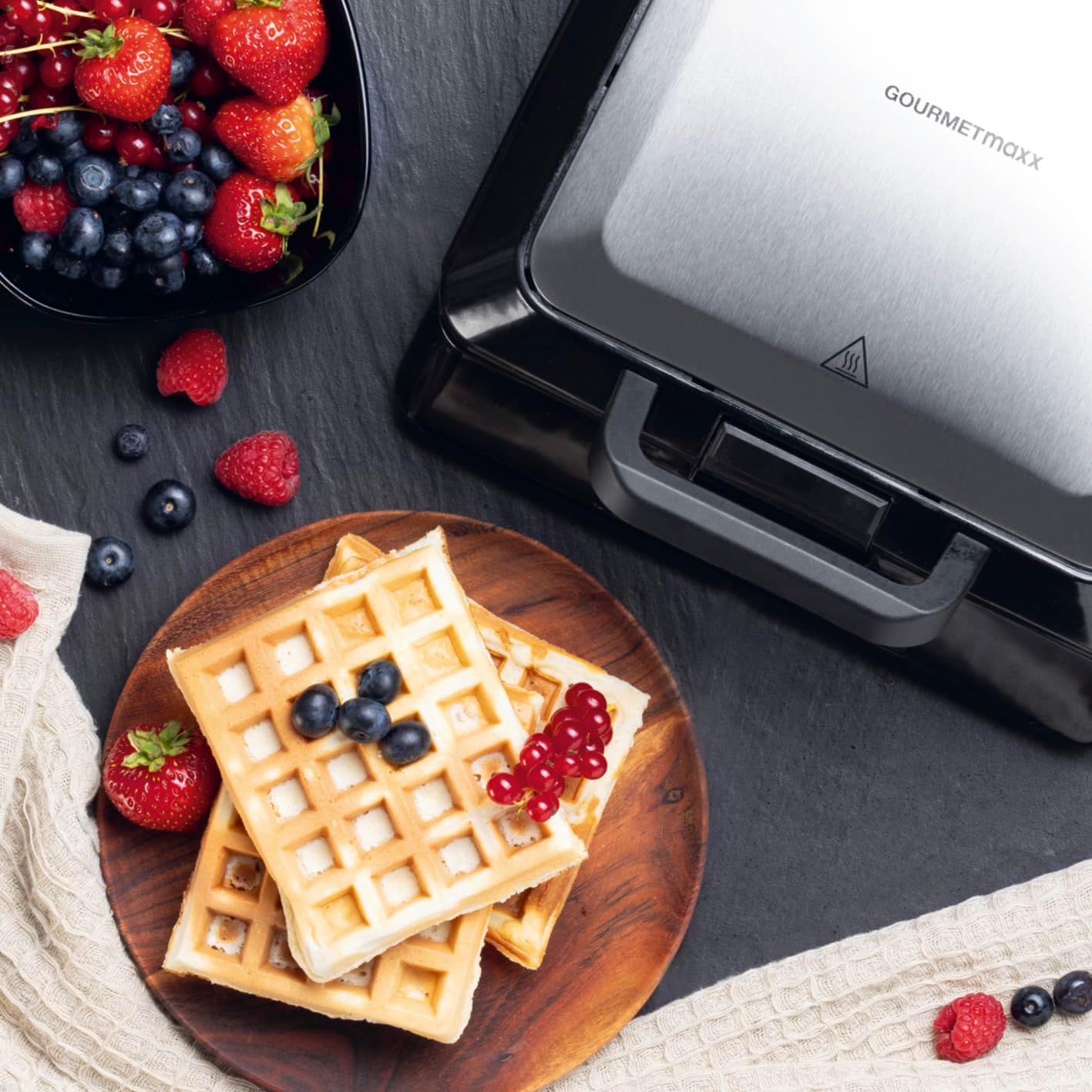 Waffeleisen, Schwarz - 4 Waffeln