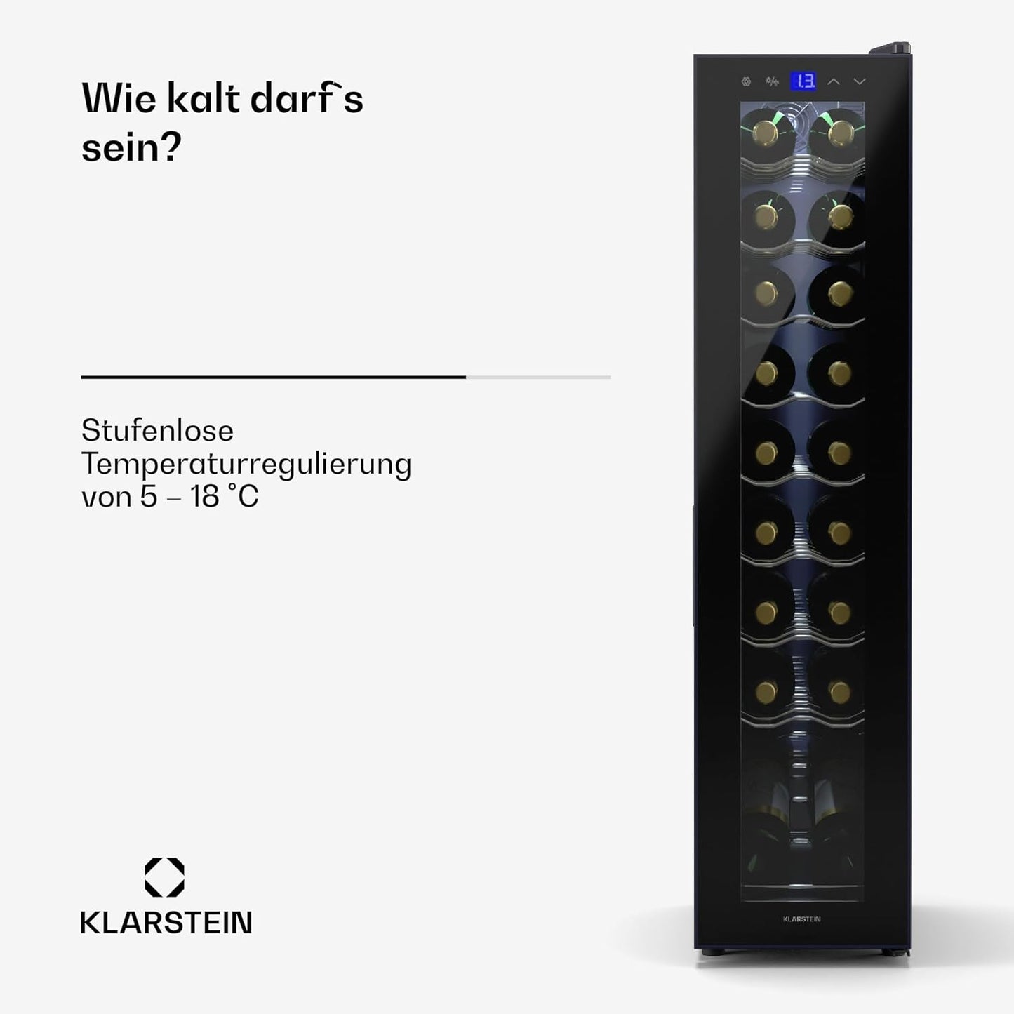 Weinkühlschrank für 18 Flaschen, Eine Zone schlank / 18 Flaschen / Schwarz
