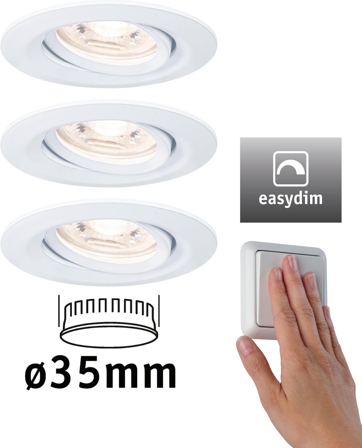 Einbauleuchte Nova Mini, EasyDim-3er (Weiss matt) 3er (Weiss matt) Schwenkbar (Ip23)