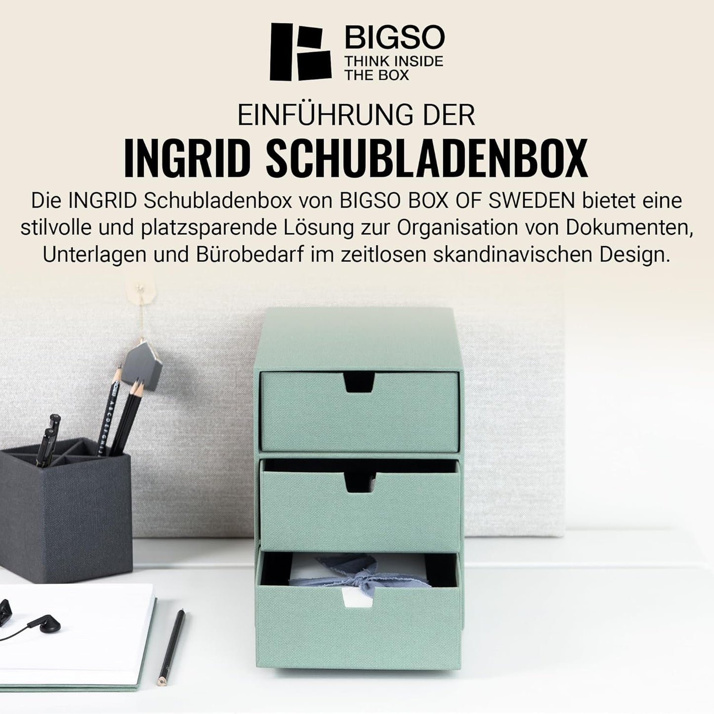 Schubladenbox Ingrid, Mintgrün Medium