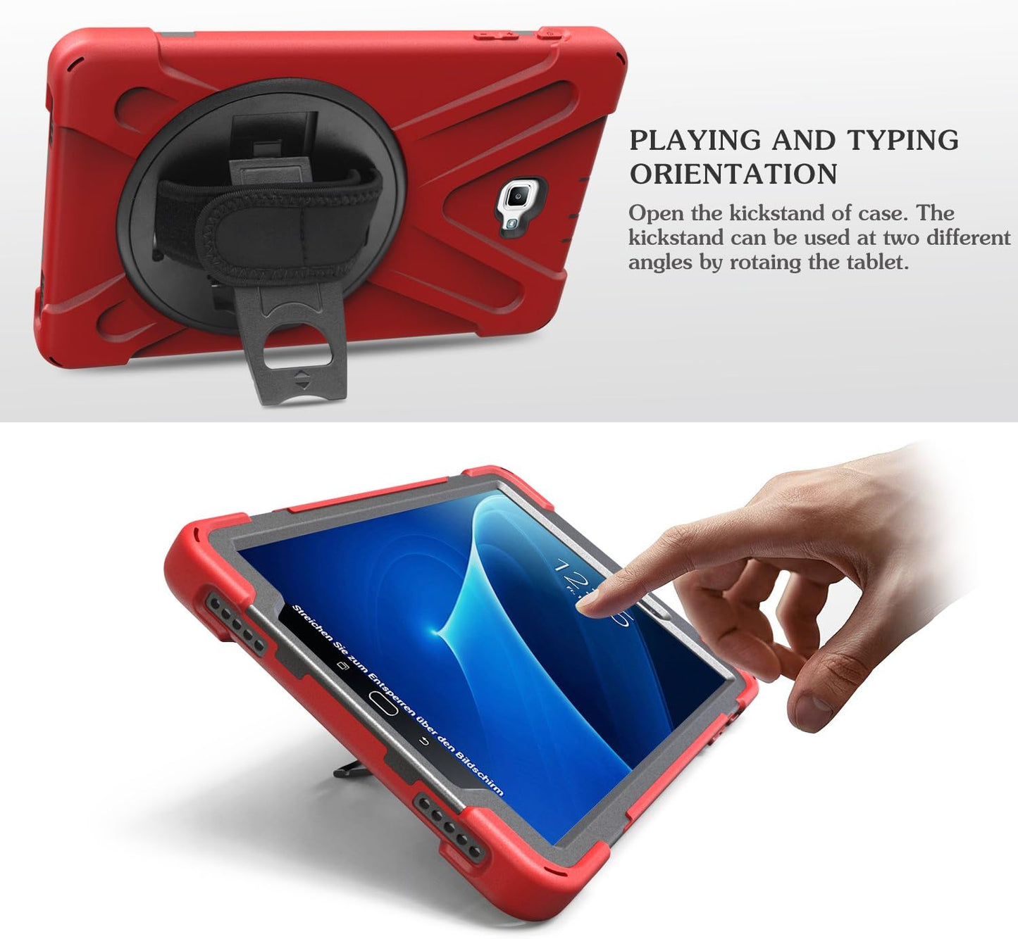 Stossfeste Schutzhülle für Samsung Galaxy, T580/T585 Tab A 10.1 2016 Rot
