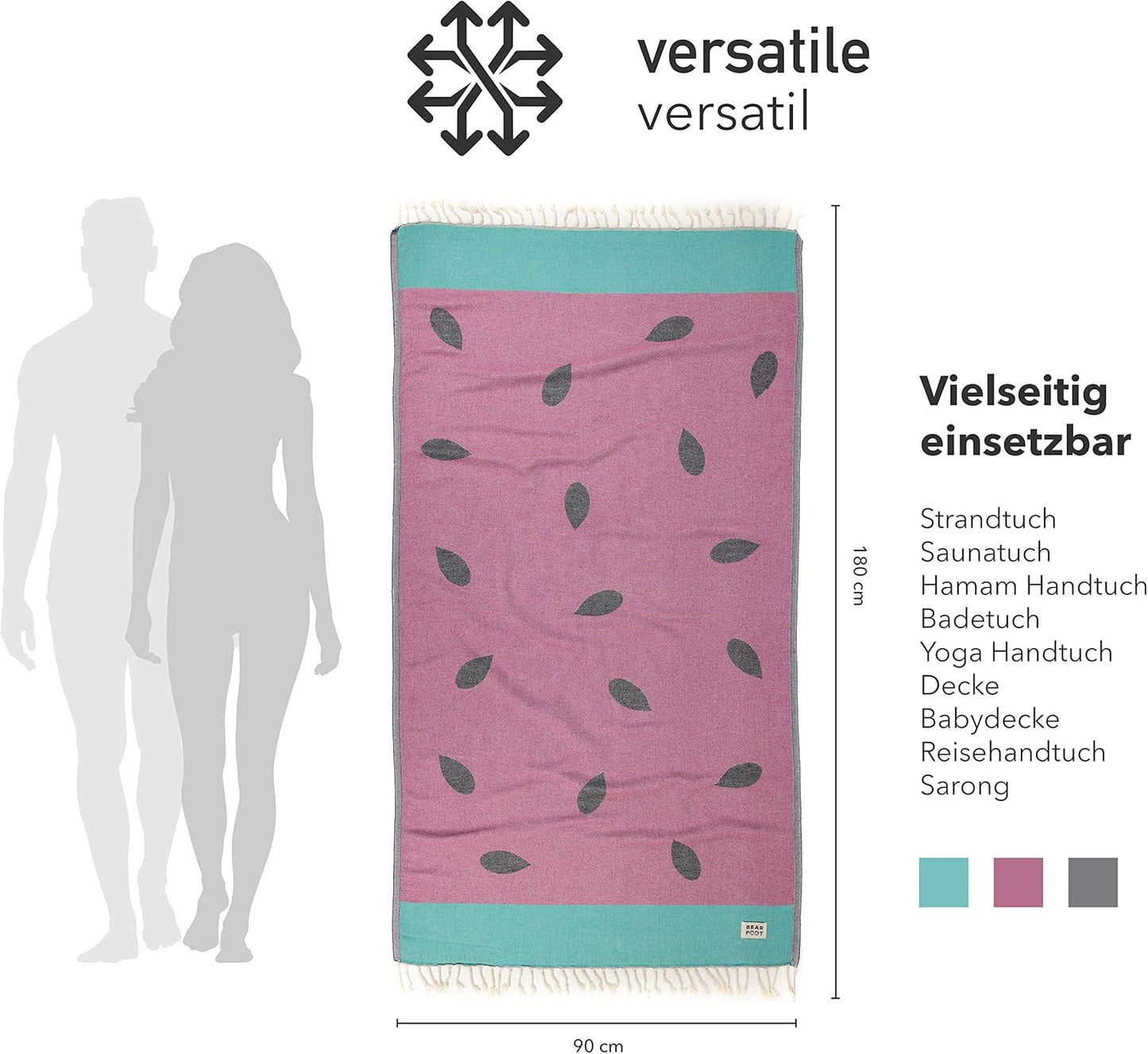 Strand- und Saunahandtuch, Watermelon-red