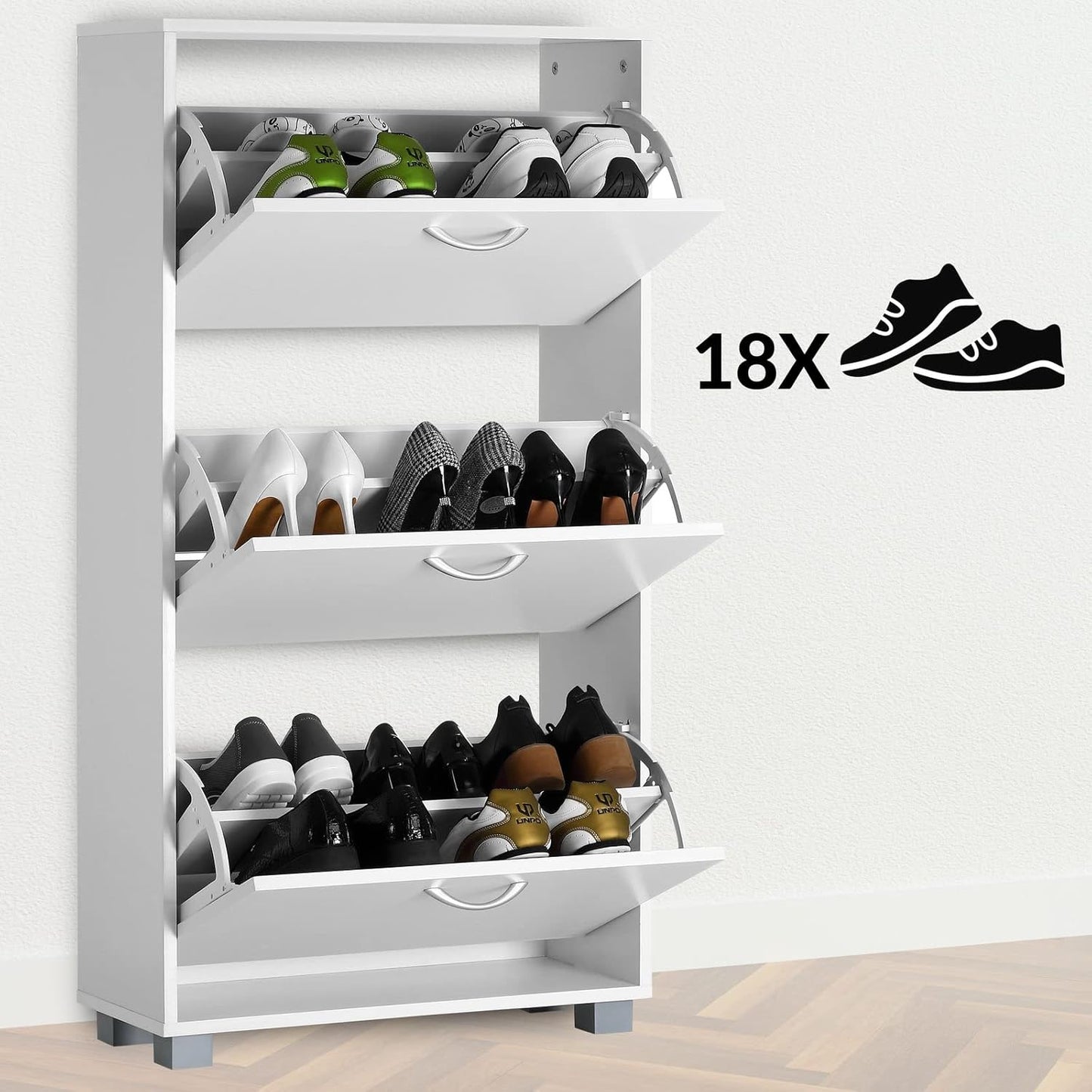 Schuhschrank mit Kippsicherung, Weiß