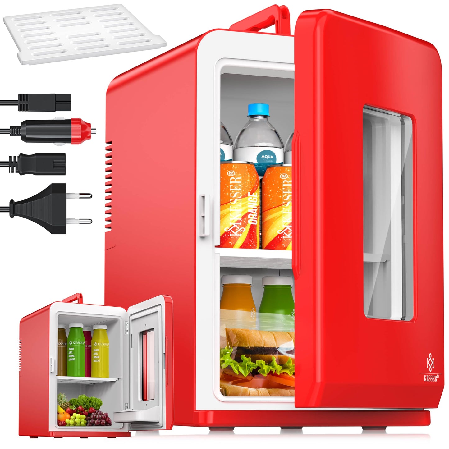 2in1 Mini Kühlschrank mit Kühl- und Heizfunktion, 15L Rot