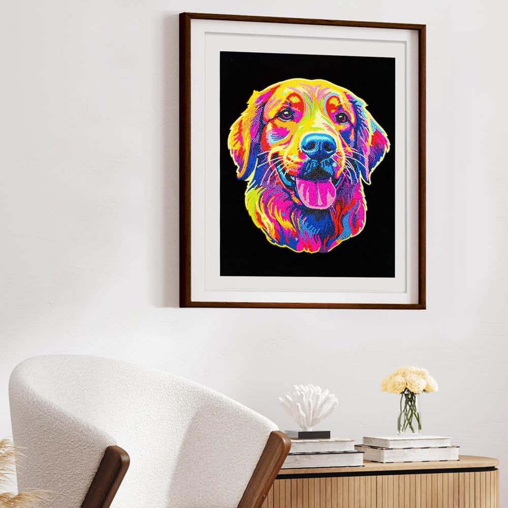 Diamond-Painting-Set Neon golden Retriever