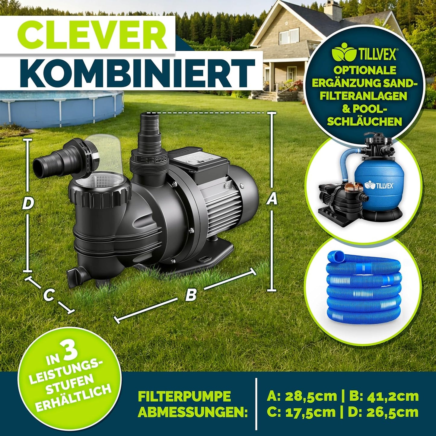 Filterpumpe für Pools bis 22m³, Ohne Timer 7.000 L/h - bis 22 m³ Pools