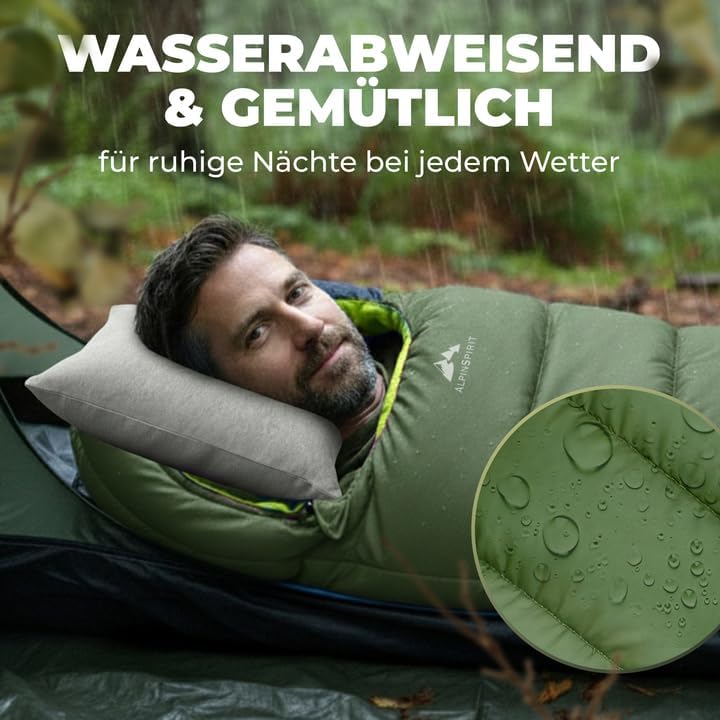 Mumienschlafsack für 3 Jahreszeiten, Grün