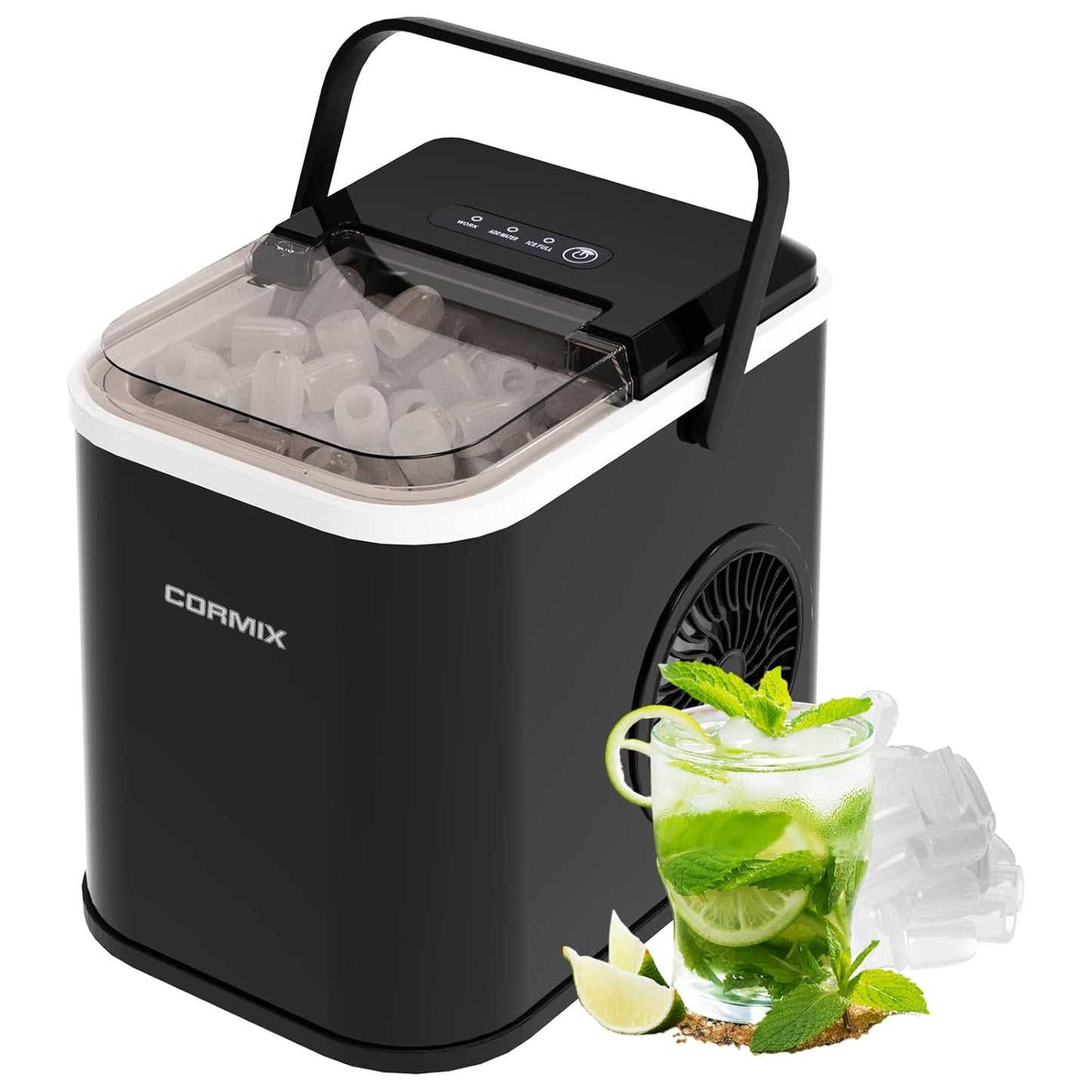 Selbstreinigende Eiswürfelmaschine, Schwarz