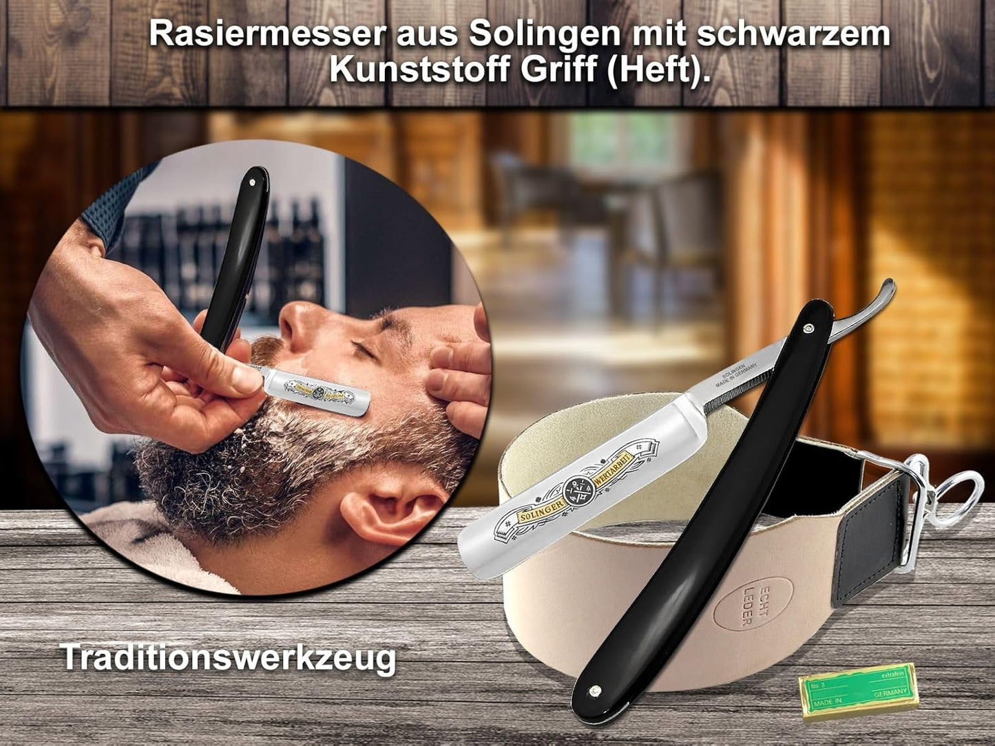 Rasiermesser-Set zur Nassrasur mit Streichriemen