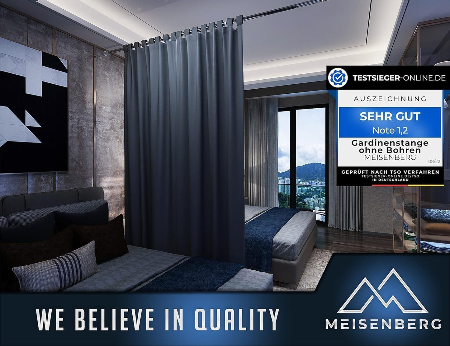 Teleskop-Gardinenstange, 360-410 cm, 360-410 cm Edelstahl Silber