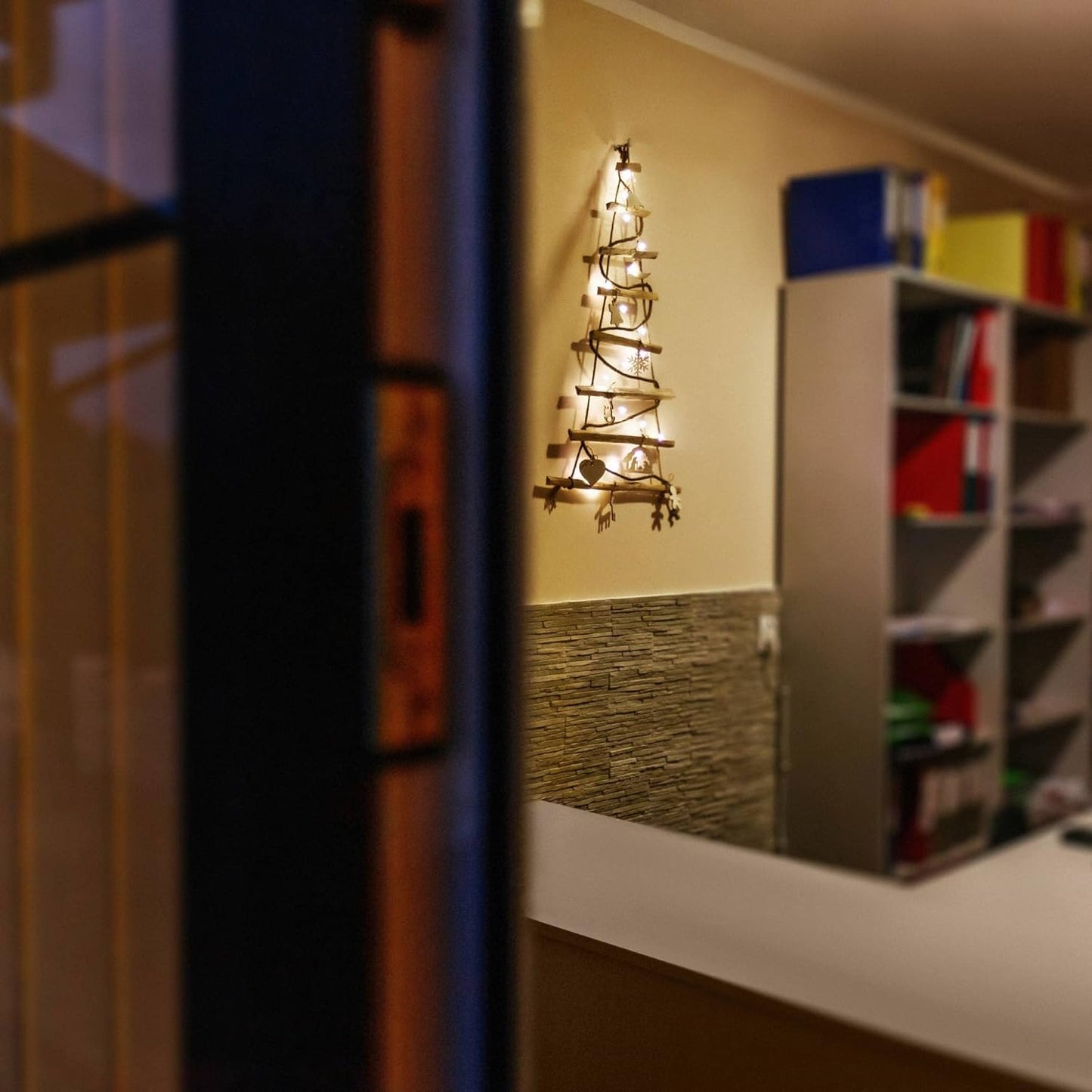 Handgemachter Weihnachtsbaum mit LED-Lichtern, 95 CM HOCH
