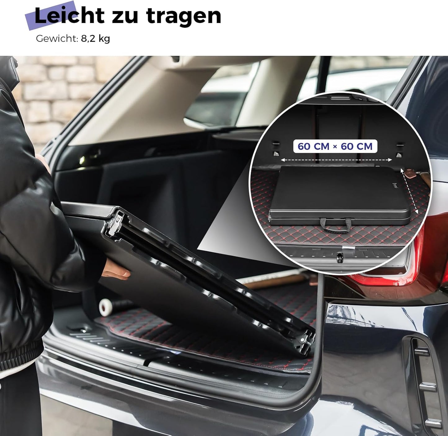 Höhenverstellbarer Klapptisch, Schwarz