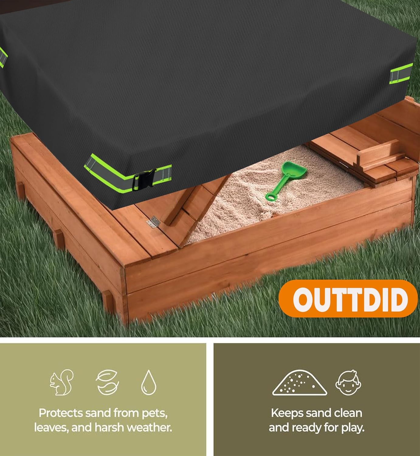Sandkastenabdeckung Wasserdicht & Staubdicht, Schwarz 205CM
