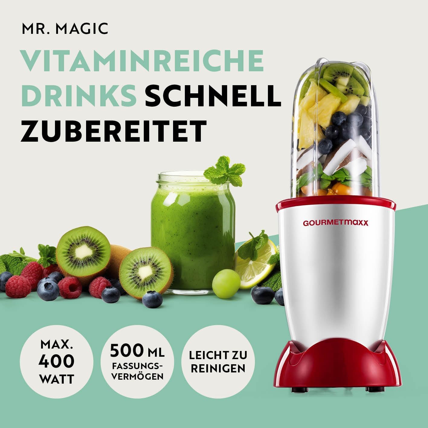 Standmixer Mr. Magic, Silber-rot | 400 W Power + | M-set
