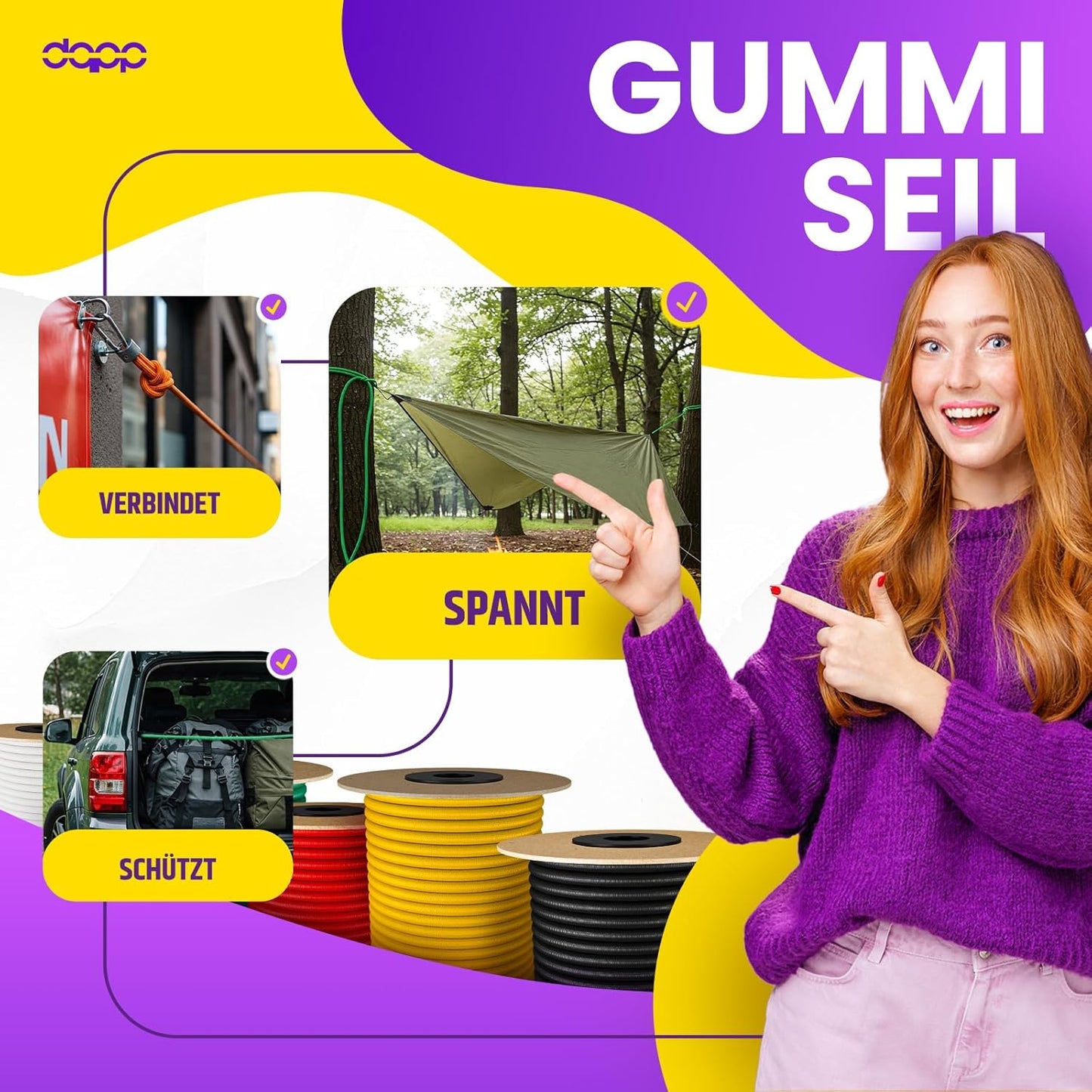 Gummiseil, 20 m, Schwarz 20.0