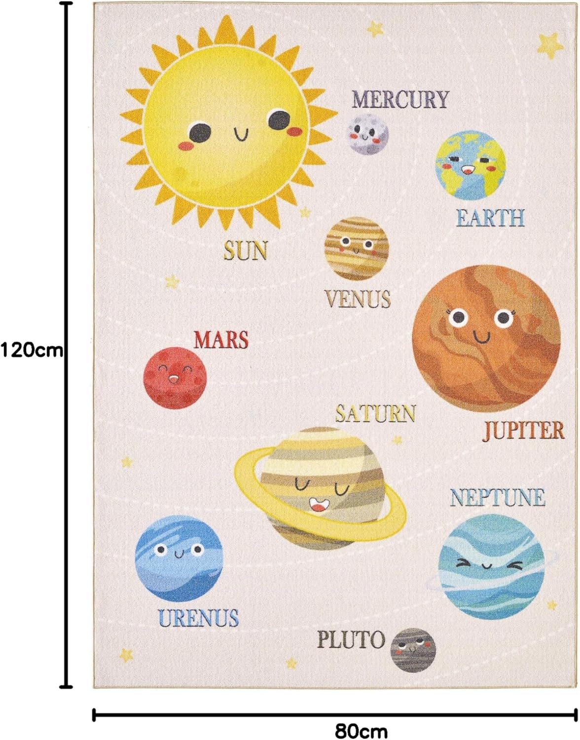 Kurzflor Kinderteppich 80 x 120 cm, 80 x 120 cm (Läufer) Beige-1