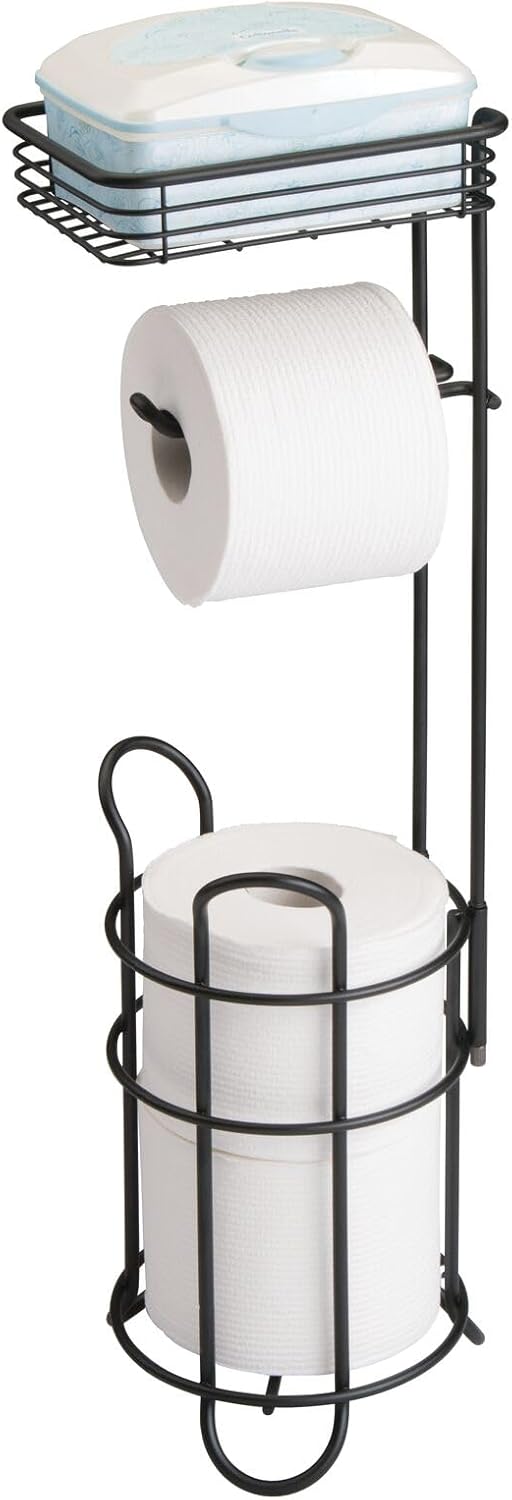Toilettenpapierhalter mit Regal, Mattschwarz