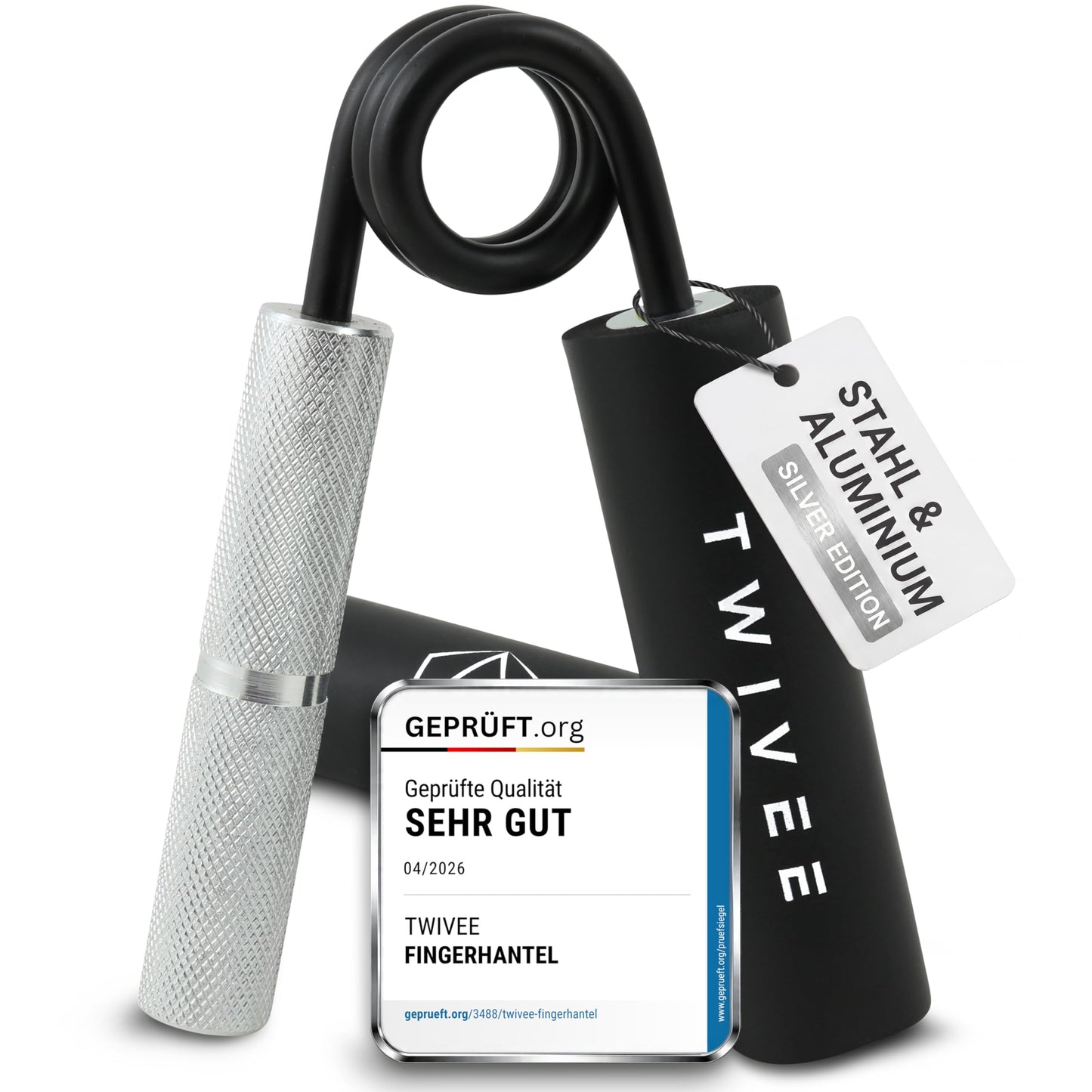 Fingerhantel, Silber / Schwarz 150 lbs = 68 kg - Fortgeschrittener
