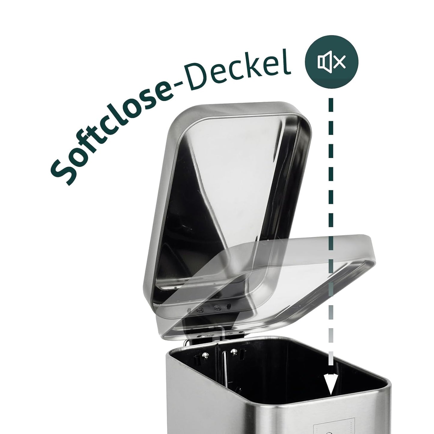 Treteimer mit Softclose, Silber