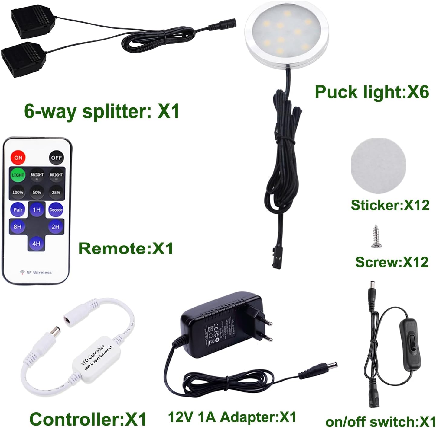 LED Schrankleuchten-Set mit Fernbedienung, Tagesweiss 6000k