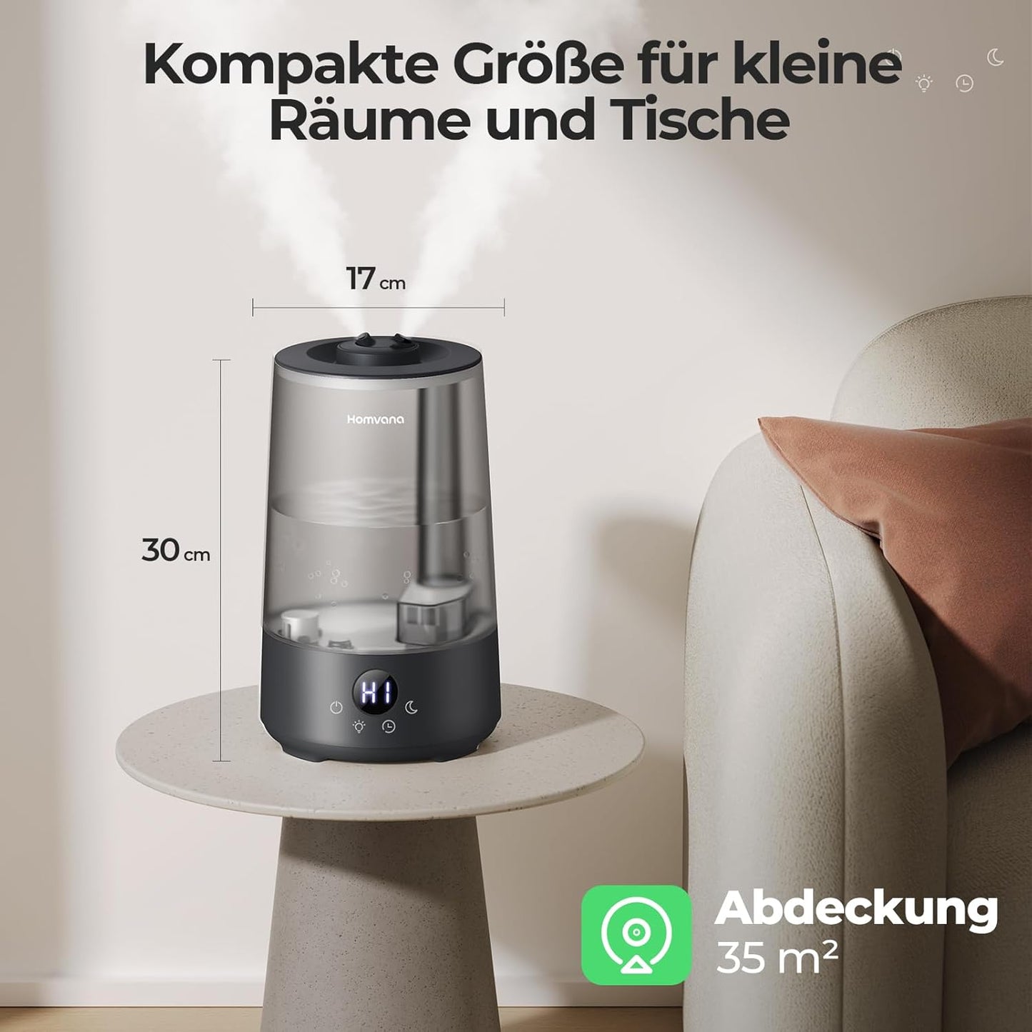 3-in-1 Luftbefeuchter 3.6L mit SilentSpray Tech, Schwarz