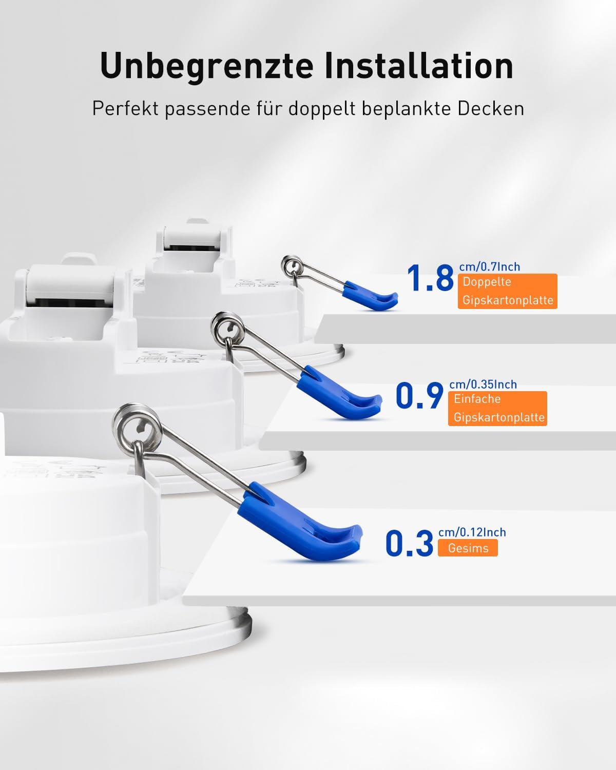 10-teiliges LED-Einbaustrahler-Set, 2700k Warmweiss Nicht Dimmbar / Weiss
