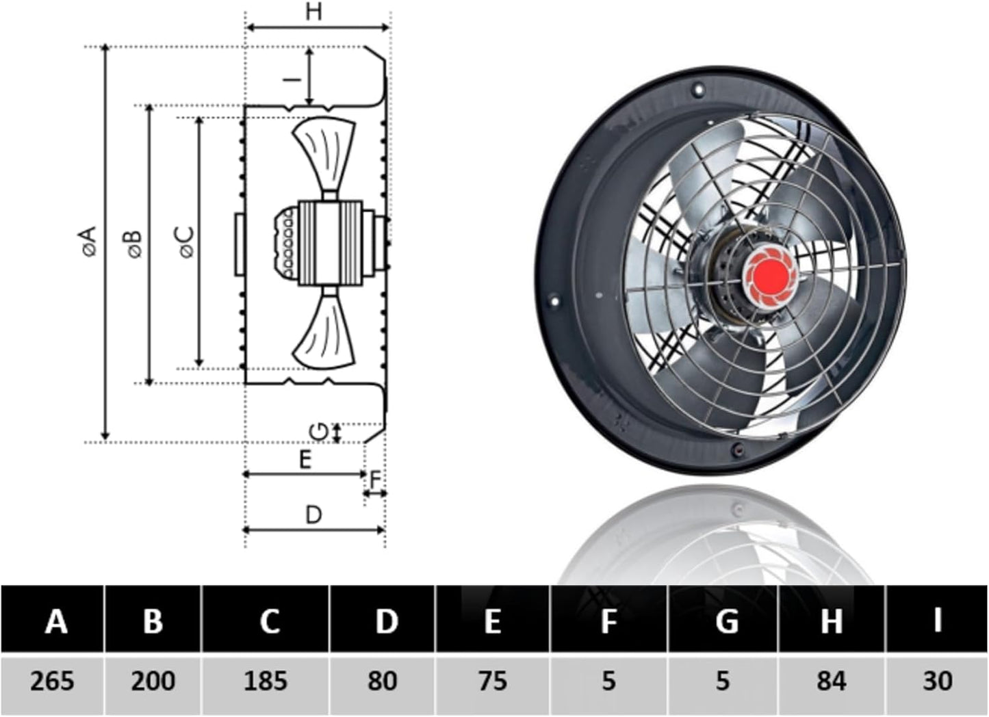 Axial Wandventilator RAF200 für Bad & Küche