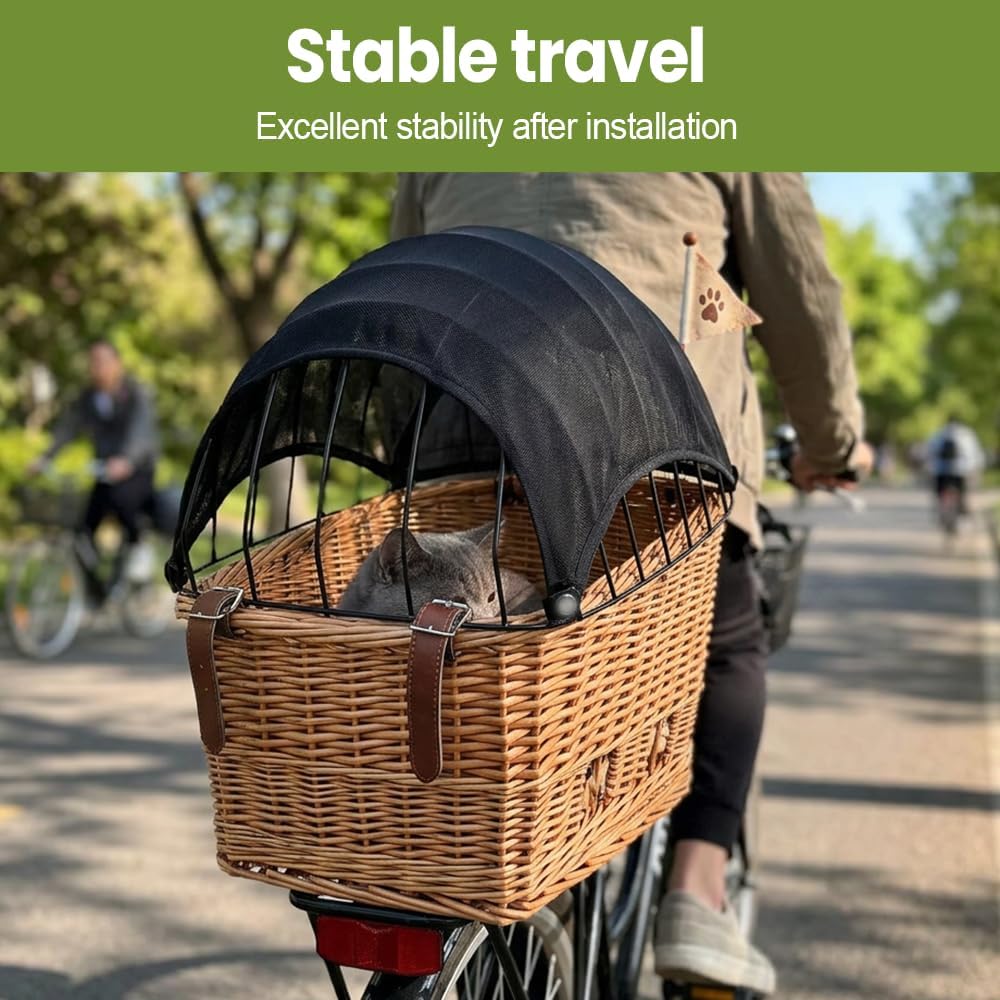Hunde Fahrradkorb mit Sonnenschutz und Schnellbefestigung